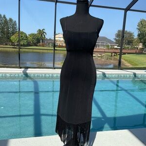 Black Bebe fringe dress